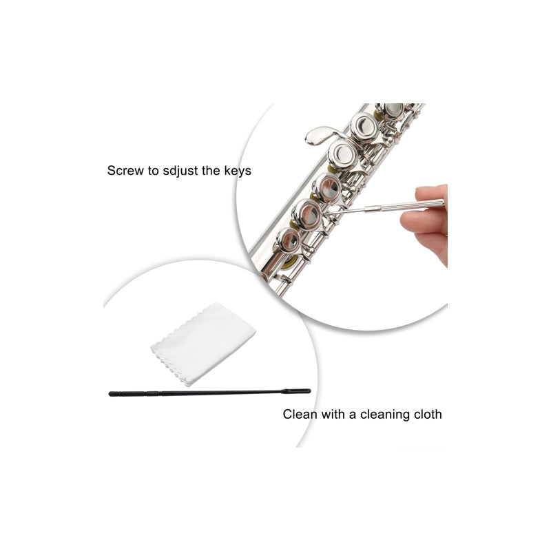 Glarry 16 Keys C Cupronickel Flute Closed Hole Separated E Key Silver