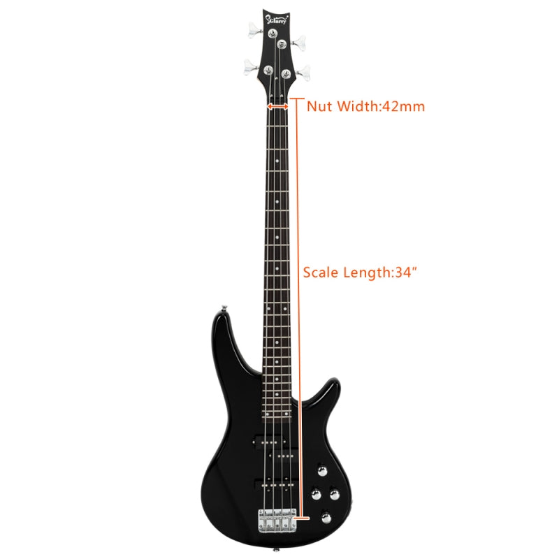 Glarry GIB 4 String Bass Guitar Full Size SS pickups w/20W Amplifier - Black