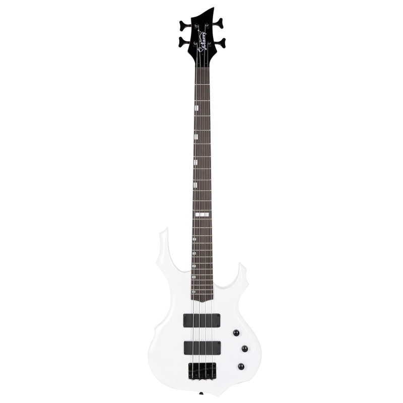 Glarry Burning Fire Electric Bass Guitar HH Pickups w/ 20W Amplifier - White