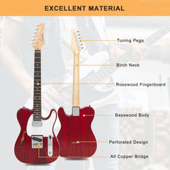 Glarry GTL Semi-Hollow Electric Guitar Wine Red