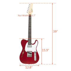 Glarry GTL Semi-Hollow Electric Guitar Wine Red