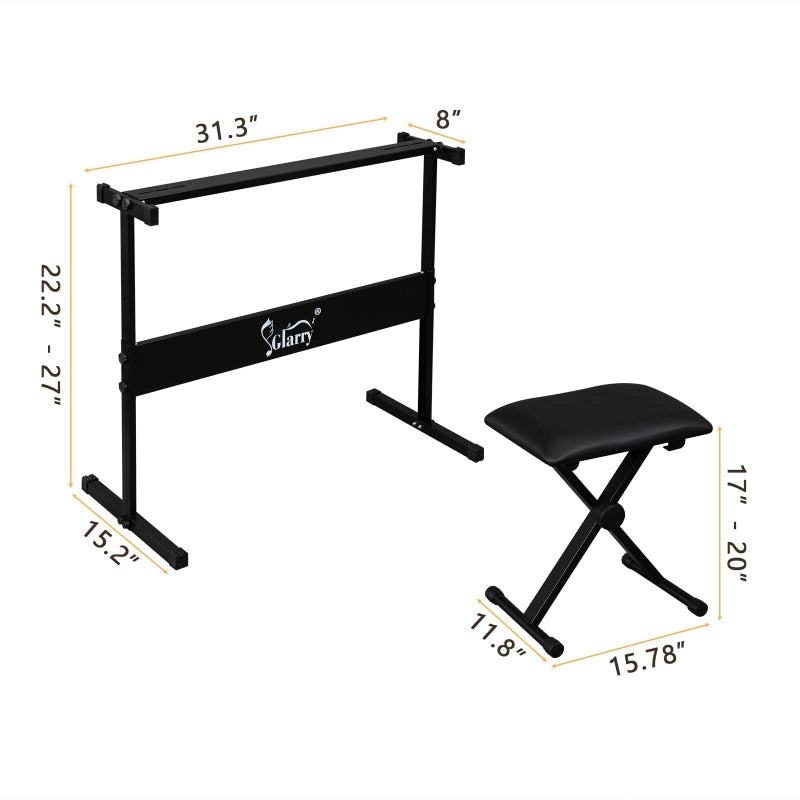 Glarry GEP-108 61-Key Portable Keyboard Set w/LCD Screen, Stand, Microphone