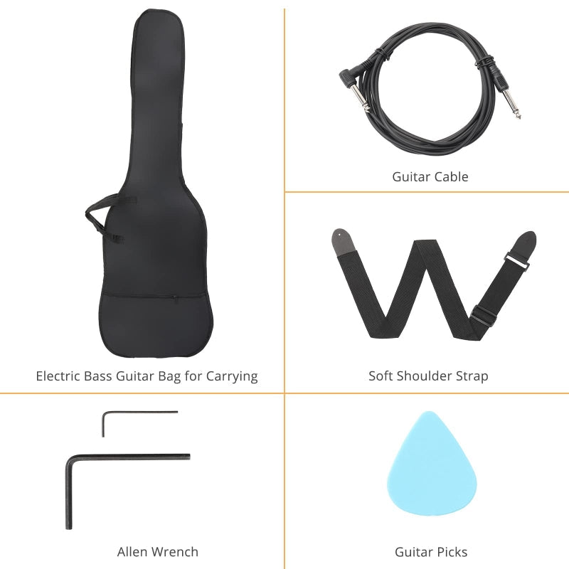 Glarry GP Left Handed Electric Bass Guitar Cord Wrench Tool - Sunset