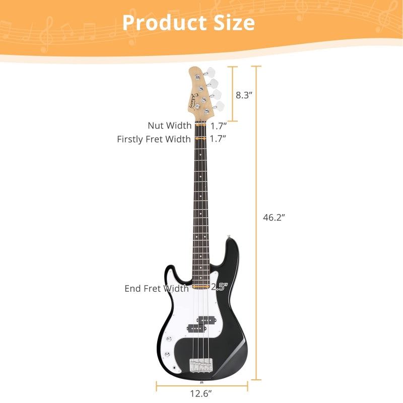 Glarry GP Left Handed Electric Bass Guitar Cord Wrench Tool - Black