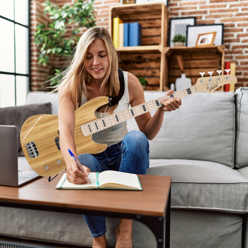 Glarry GP PRO Electric Bass Guitar NO Pickguard - Burlywood