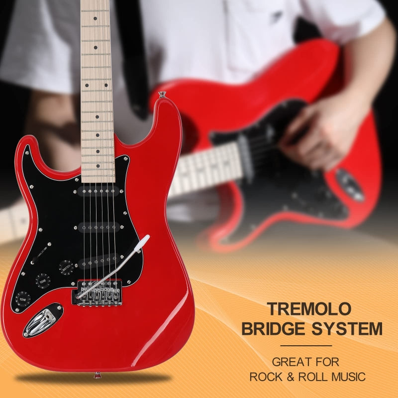 Glarry GST Left Handed Electric Guitar w/20W Amplifier - Red