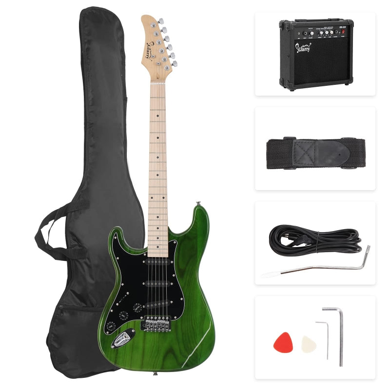 Glarry GST Left Handed Electric Guitar w/20W Amplifier - Green
