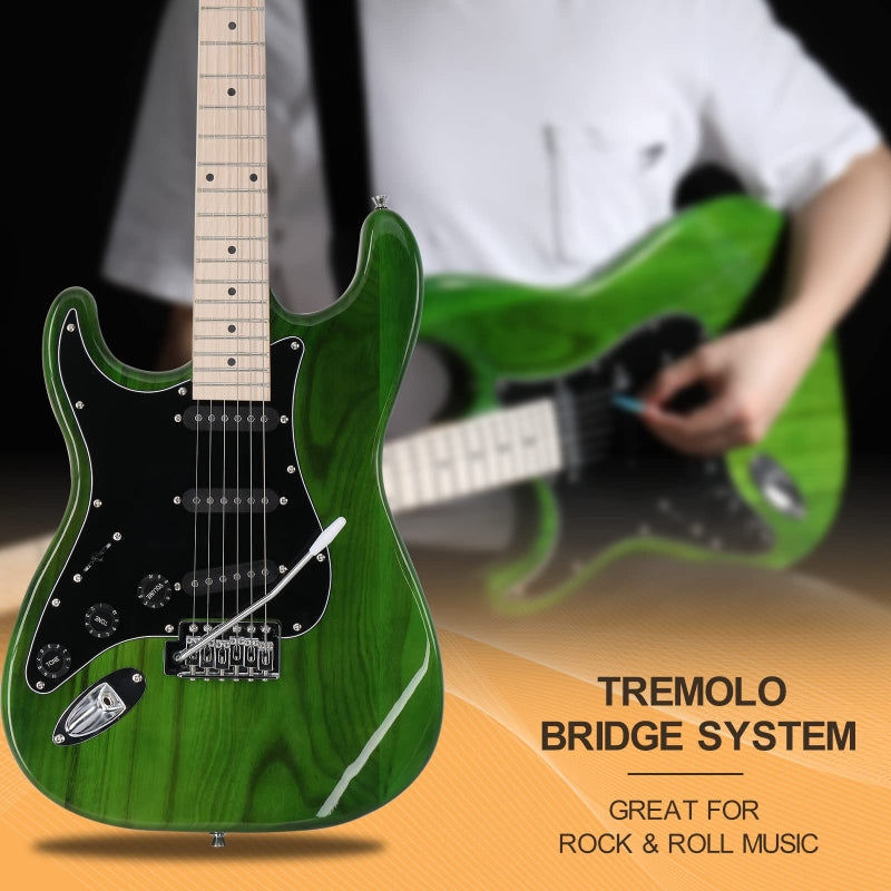 Glarry GST Left Handed Electric Guitar w/20W Amplifier - Green