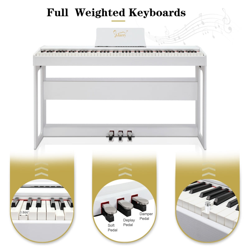 Glarry GDP-104 88-Key Home Fully Weighted Hammer-action Keybed Digital Piano - White