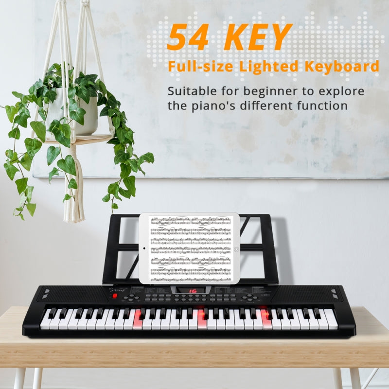 Glarry GEP-201 54-Key Portable Electronic Piano Keyboard w/LCD Screen, Microphone