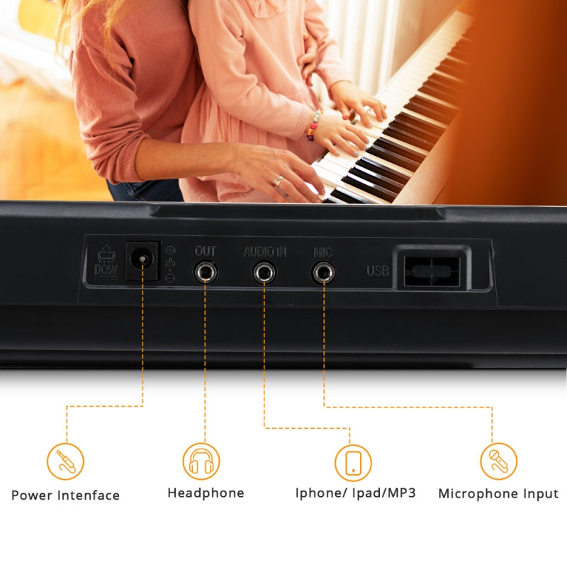 Glarry GEP-201 54-Key Portable Electronic Piano Keyboard w/LCD Screen, Microphone