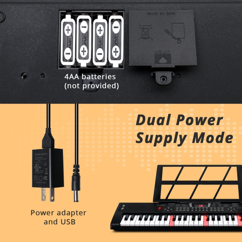 Glarry GEP-201 54-Key Portable Electronic Piano Keyboard w/LCD Screen, Microphone