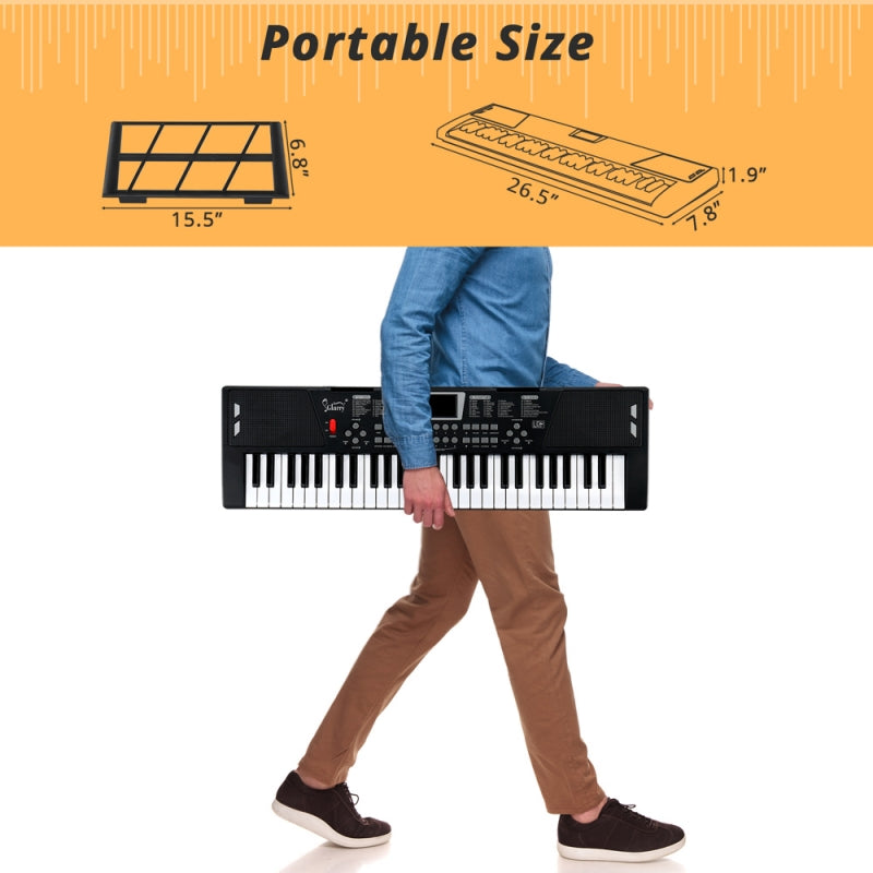 Glarry GEP-201 54-Key Portable Electronic Piano Keyboard w/LCD Screen, Microphone