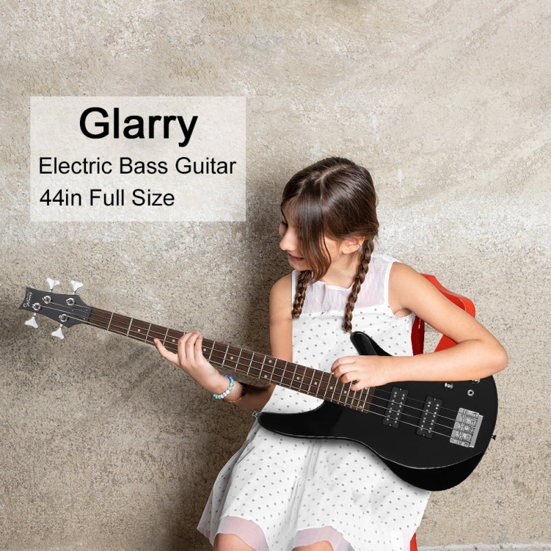 Glarry GIB 4 String Bass Guitar Full Size HH Pickup - Black