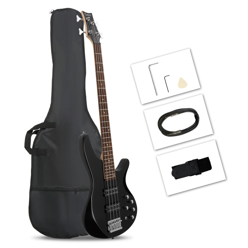 Glarry GIB 4 String Bass Guitar Full Size HH Pickup - Black