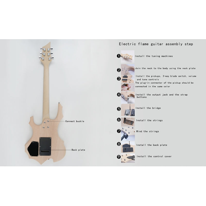 Glarry DIY Burning Fire HH Pickup Electric Guitar Kit