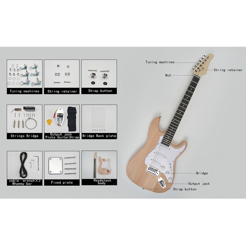 Glarry DIY GST SSS Pickup Electric Guitar Kit