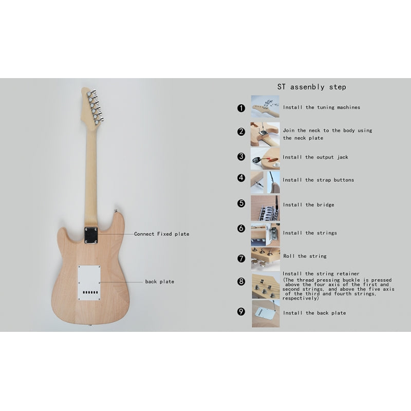 Glarry DIY GST SSS Pickup Electric Guitar Kit