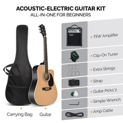 Glarry GMA101 41 Inch EQ Acoustic Guitar w/15W Amp - Burlywood