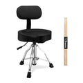 Adjustable Drum Throne Set Heavy Duty with Drum Sticks Black