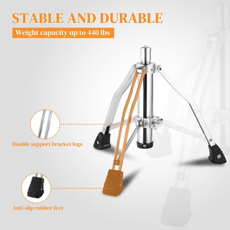 Adjustable Drum Throne Set Heavy Duty with Drum Sticks Black