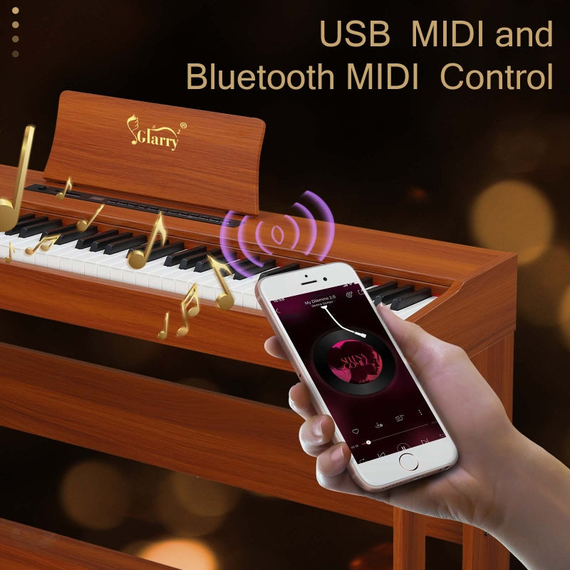 Glarry GDP-104 88-Key Home Fully Weighted Hammer-action Keybed Digital Piano - Walnut