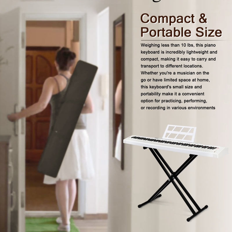 Glarry GPP-105 88 Key Full Size Semi-Weighted Standard Electric Digital Piano White