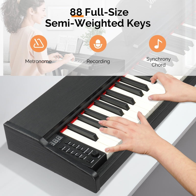 Glarry GPP-108 88-Key Semi-Weighted Keybed Digital Piano - Black