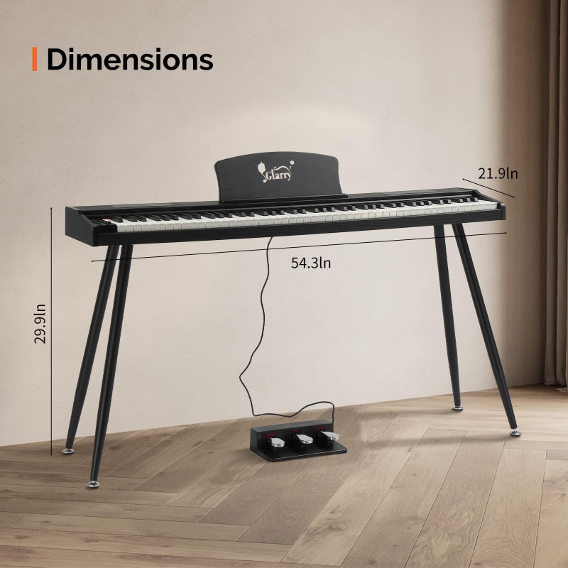 Glarry GPP-109 88 Key Full Size Semi-Weighted Standard Electric Digital Piano - Black