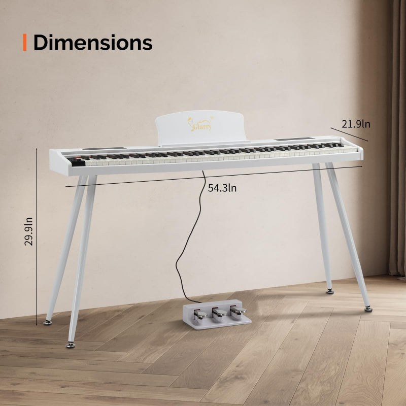 Glarry GPP-109 88 Key Full Size Semi-Weighted Standard Electric Digital Piano - White