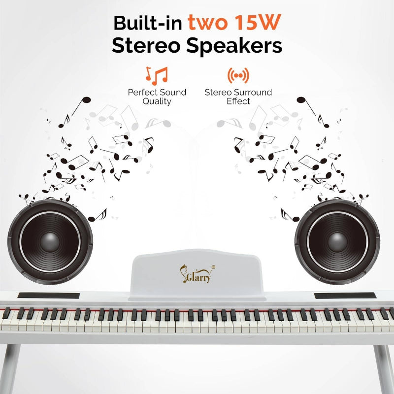 Glarry GPP-109 88 Key Full Size Semi-Weighted Standard Electric Digital Piano - White