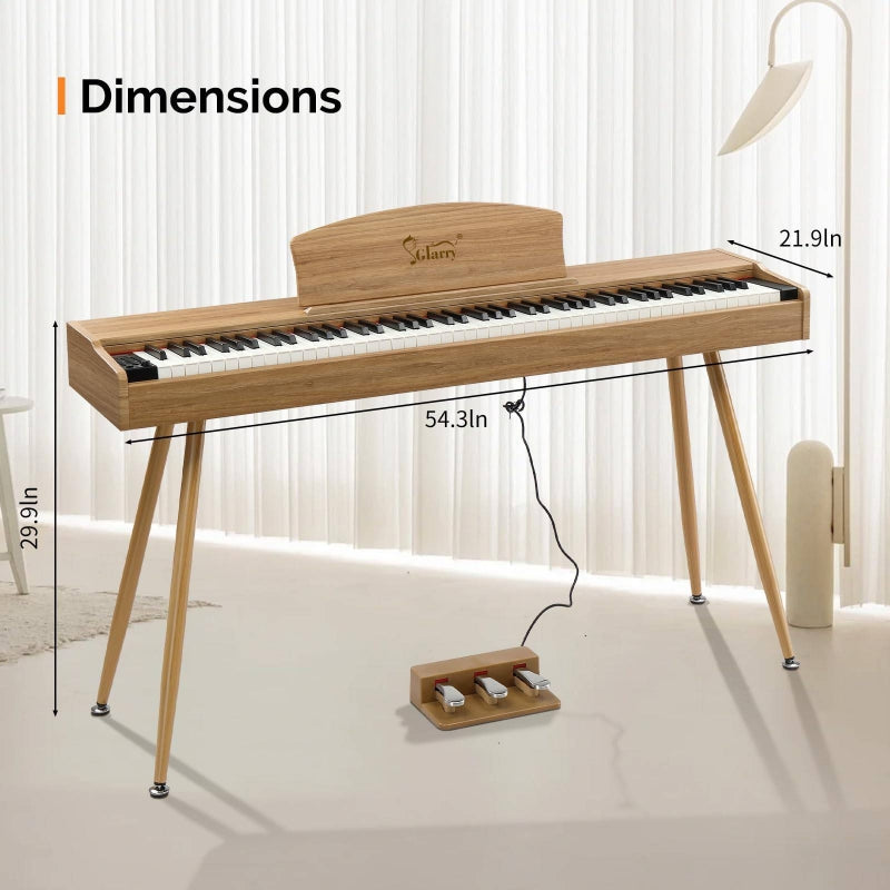 Glarry GDP-203 88 Key Full Size Weighted Hammer-action Keybed Digital Piano - Burlywood
