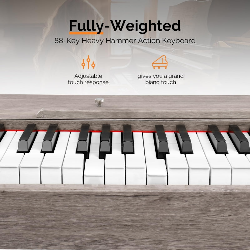 Glarry GDP-203 88 Key Full Size Weighted Hammer-action Keybed Digital Piano - Gray