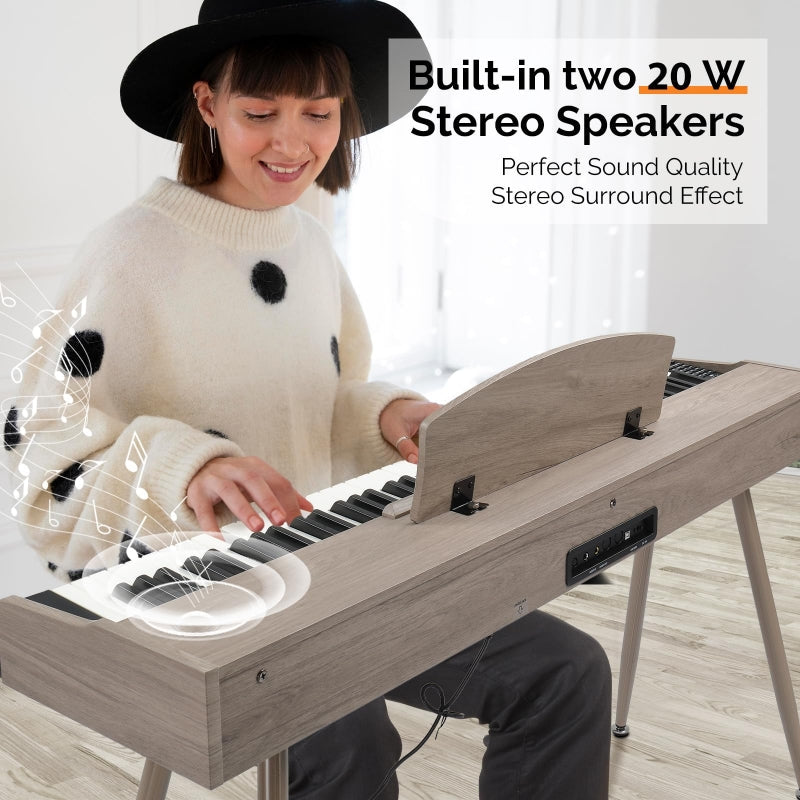 Glarry GDP-203 88 Key Full Size Weighted Hammer-action Keybed Digital Piano - Gray