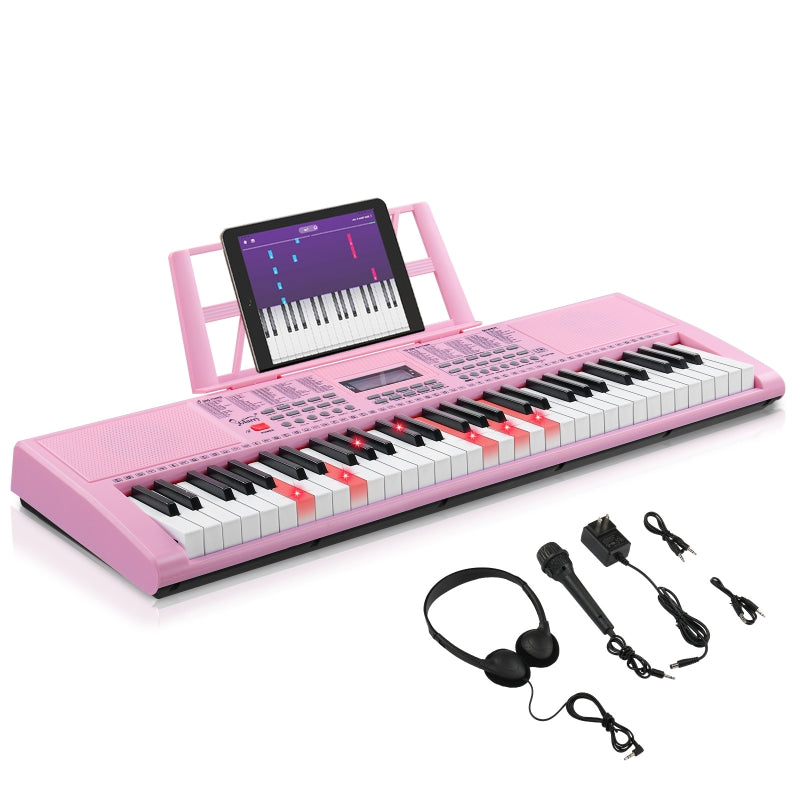 Glarry GEP-105 61-Key Portable Electronic Piano Keyboard - Pink