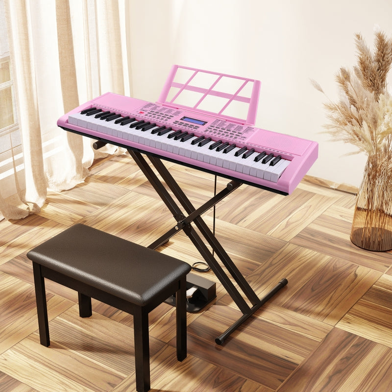 Glarry GEP-105 61-Key Portable Electronic Piano Keyboard - Pink