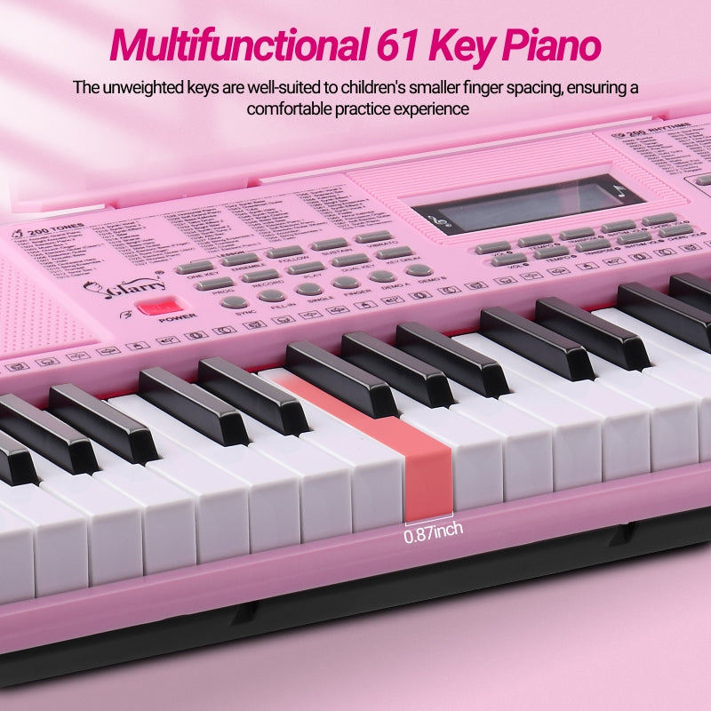 Glarry GEP-105 61-Key Portable Electronic Piano Keyboard - Pink