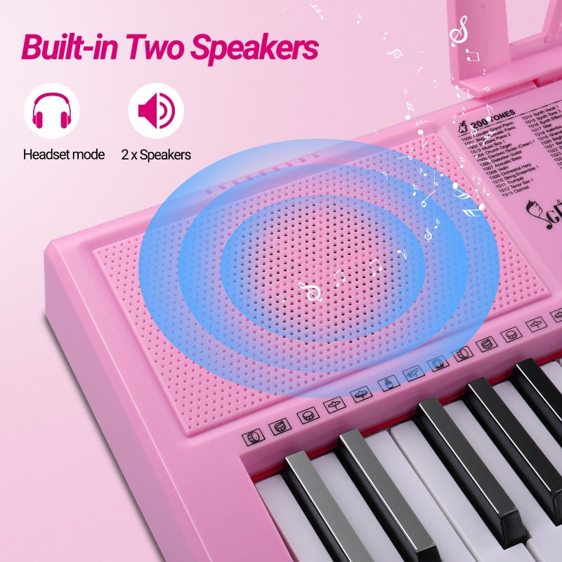 Glarry GEP-105 61-Key Portable Electronic Piano Keyboard - Pink