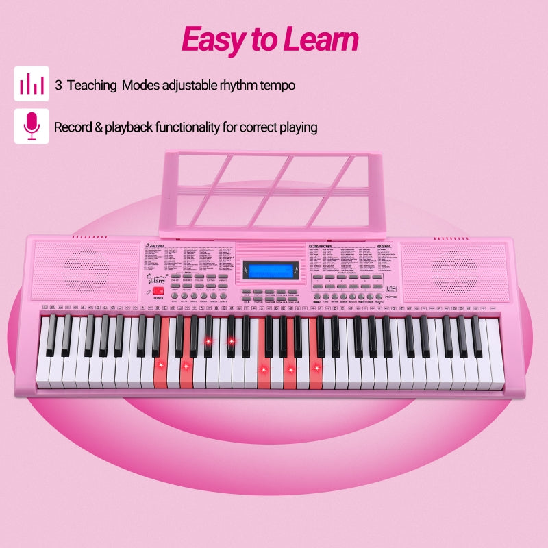 Glarry GEP-105 61-Key Portable Electronic Piano Keyboard - Pink