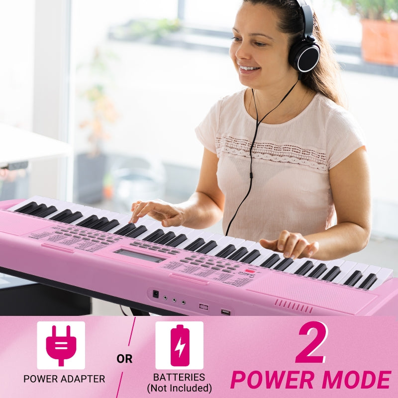 Glarry GEP-105 61-Key Portable Electronic Piano Keyboard - Pink