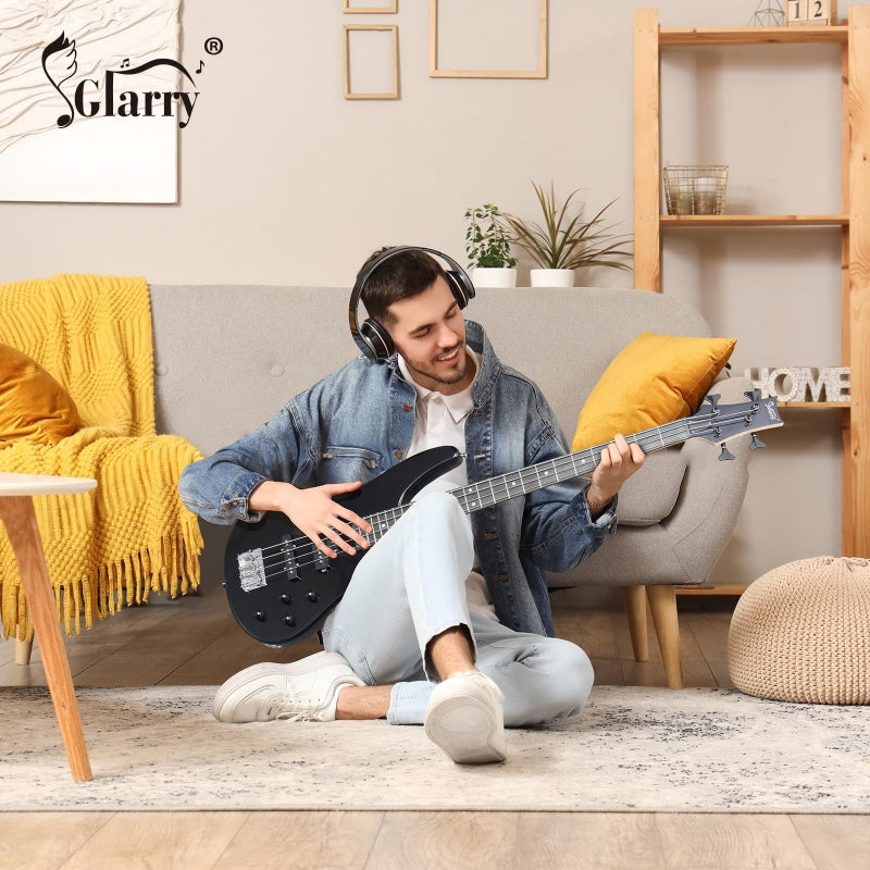 Glarry GIB 4 String Full Size Bass Guitar SS pickups - Black