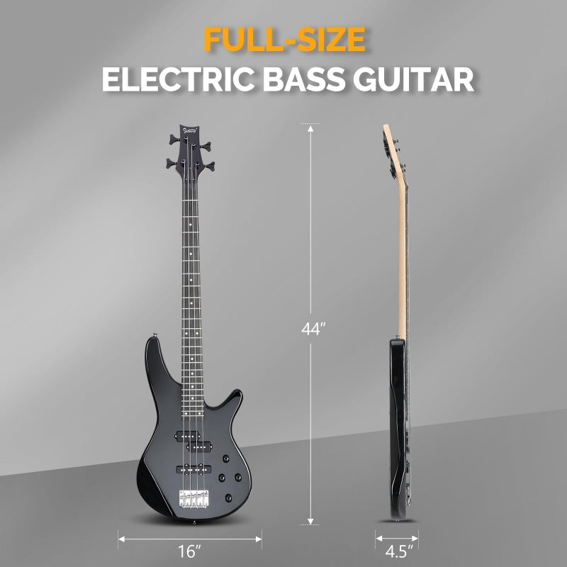 Glarry GIB 4 String Full Size Bass Guitar SS pickups - Black