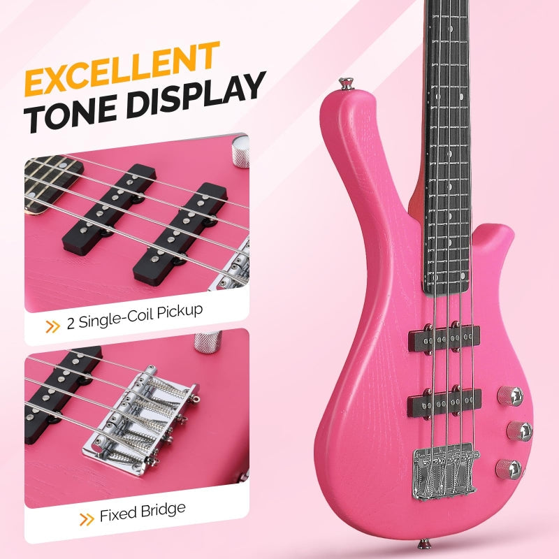 Glarry GW101 36in Kid's Electric Bass Guitar - Pink