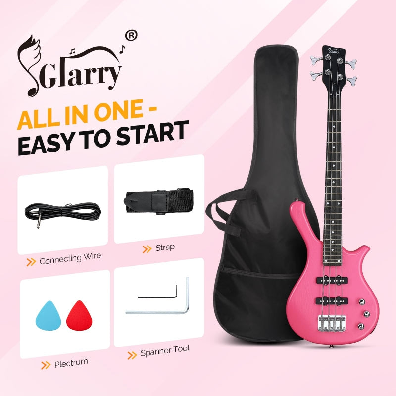 Glarry GW101 36in Kid's Electric Bass Guitar - Pink