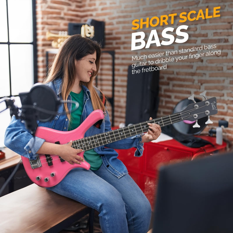 Glarry GW101 36in Kid's Electric Bass Guitar - Pink
