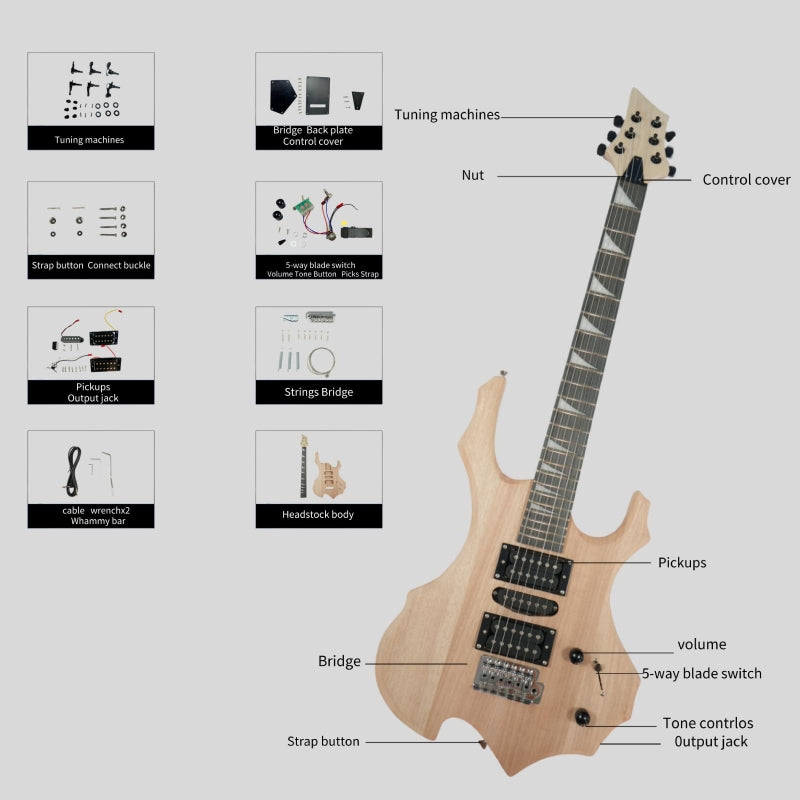 Glarry DIY Burning Fire HSH Pickup Electric Guitar Kit