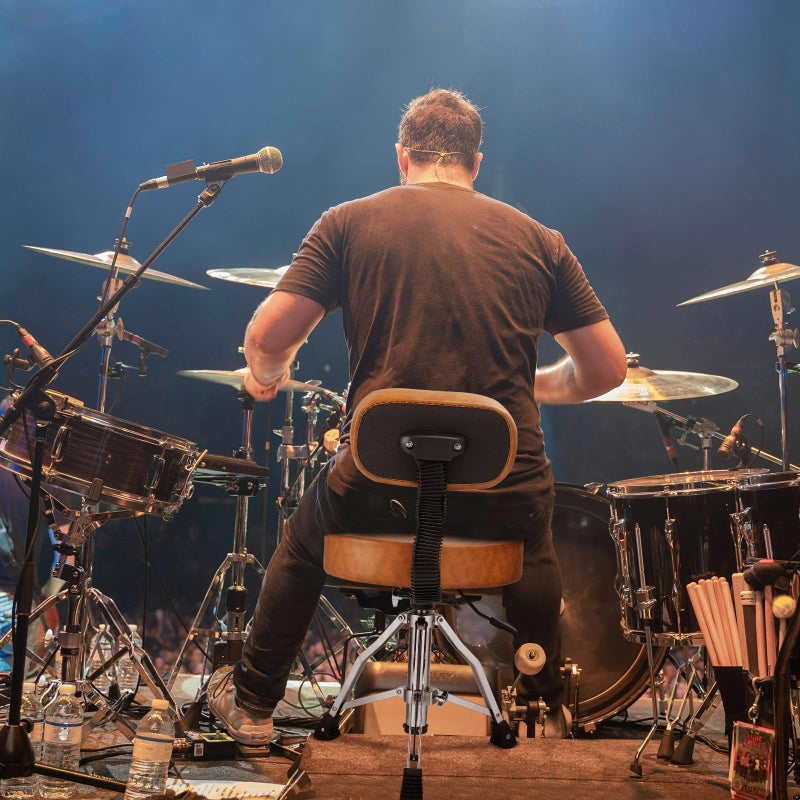 Adjustable Drum Throne Set Heavy Duty with Drum Sticks - Brown