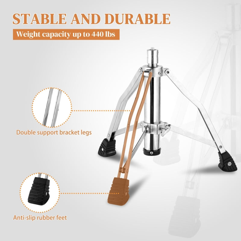 Adjustable Drum Throne Set Heavy Duty with Drum Sticks - Brown