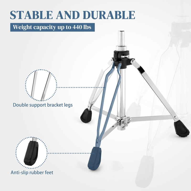 Adjustable Drum Throne Set Heavy Duty Butt Shape with Drum Sticks - Black