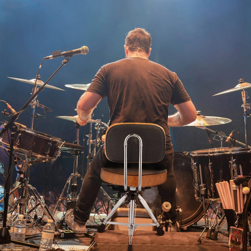 Adjustable Drum Throne Set Heavy Duty Butt Shape with Drum Sticks - Brown